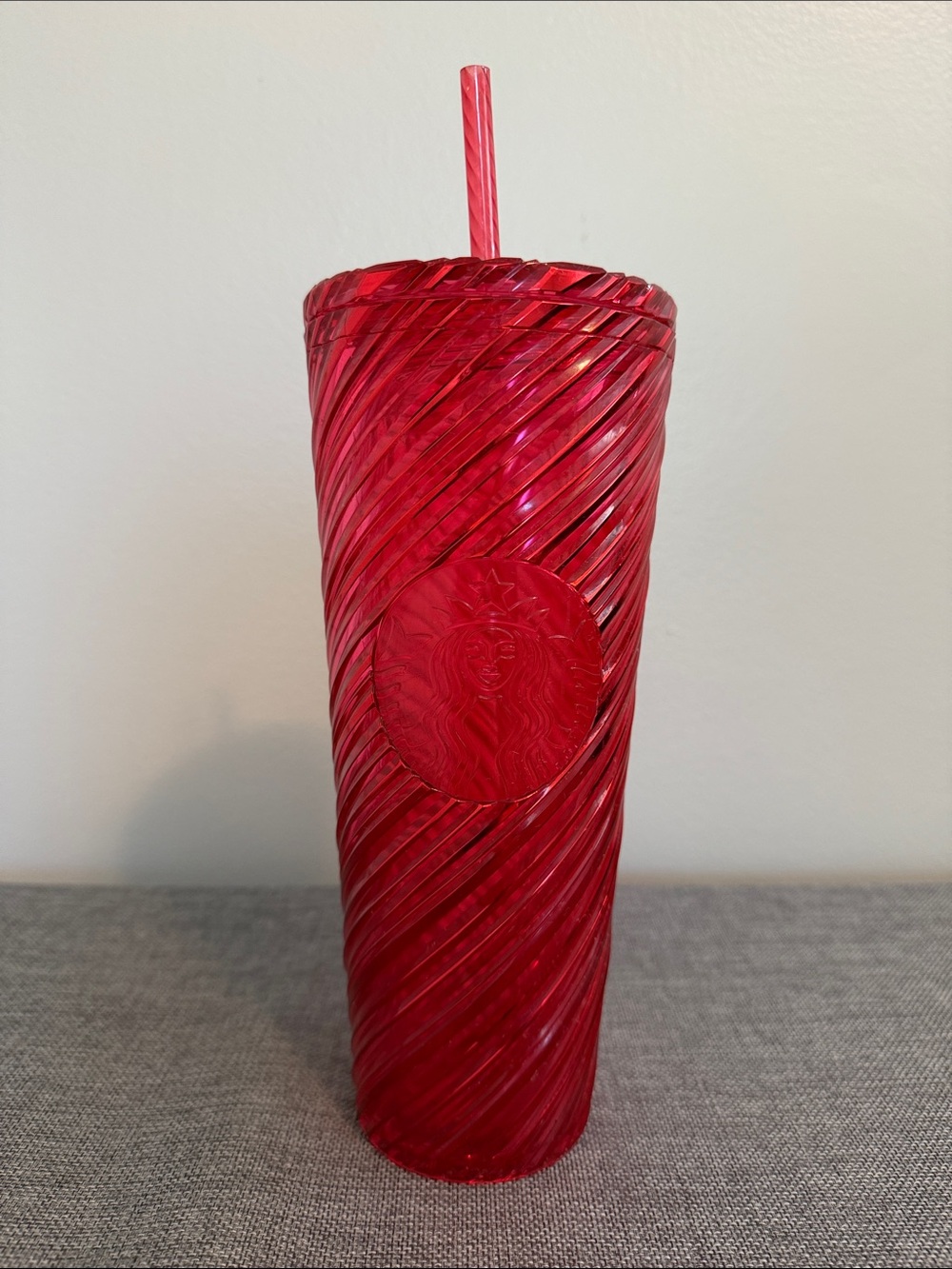 Starbucks Red Twisted Tumbler with Straw